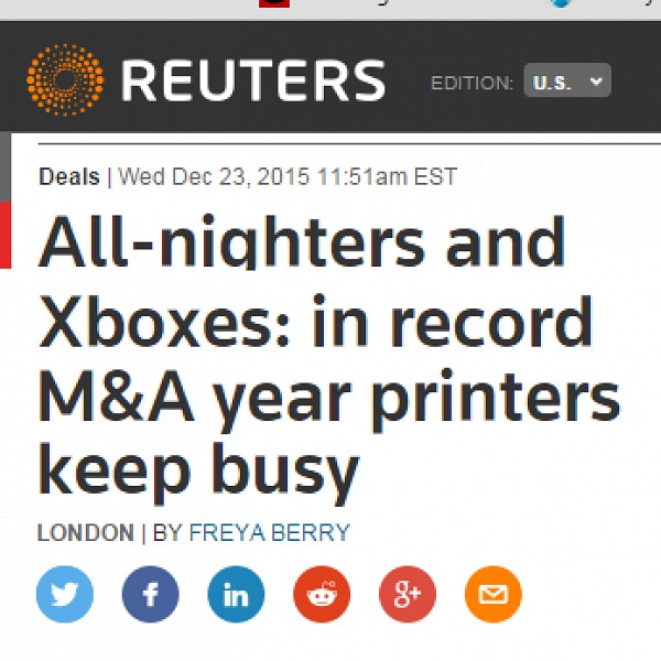 All-nighters and Xboxes: in record M&A year printers keep busy