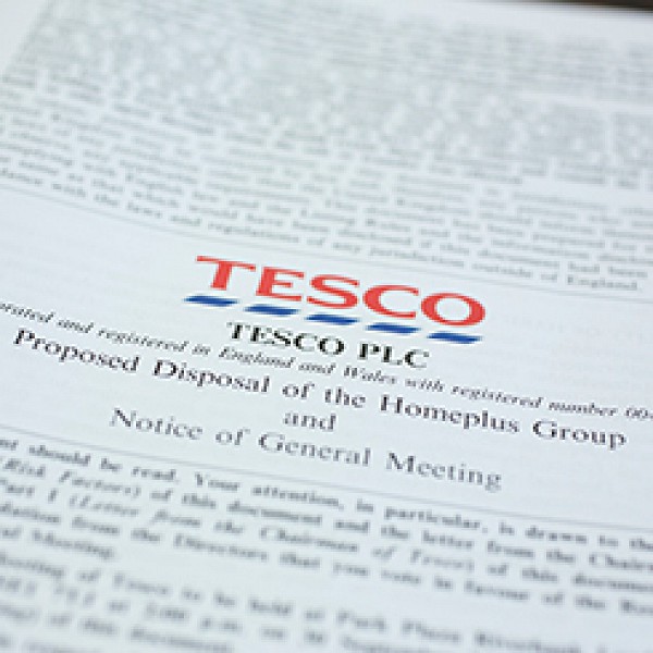 Black&Callow produces documentation for Tesco's sale of Homeplus