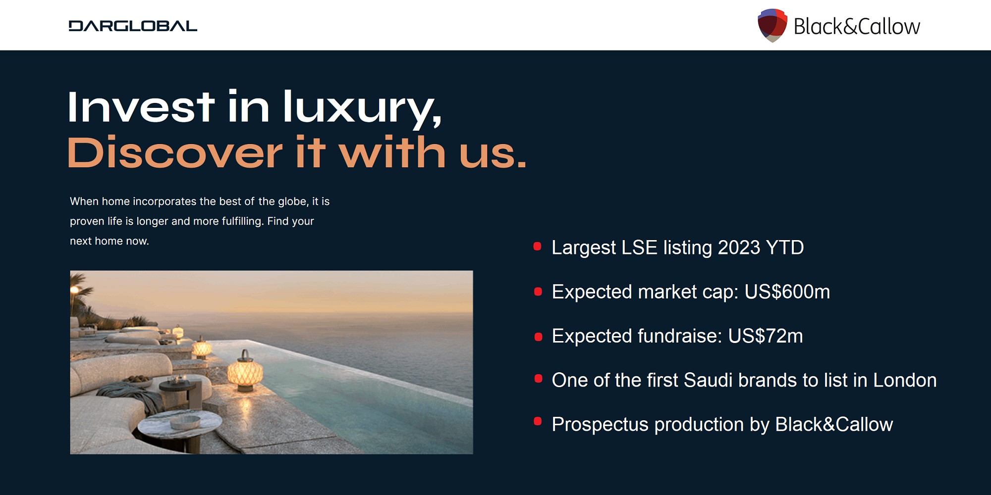 Black&Callow helps with largest IPO this year: luxury brand DarGlobal