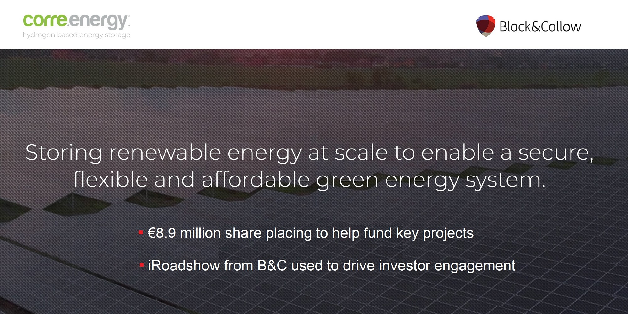 iRoadshow helps Corre Energy engage with investors to raise €8.9m