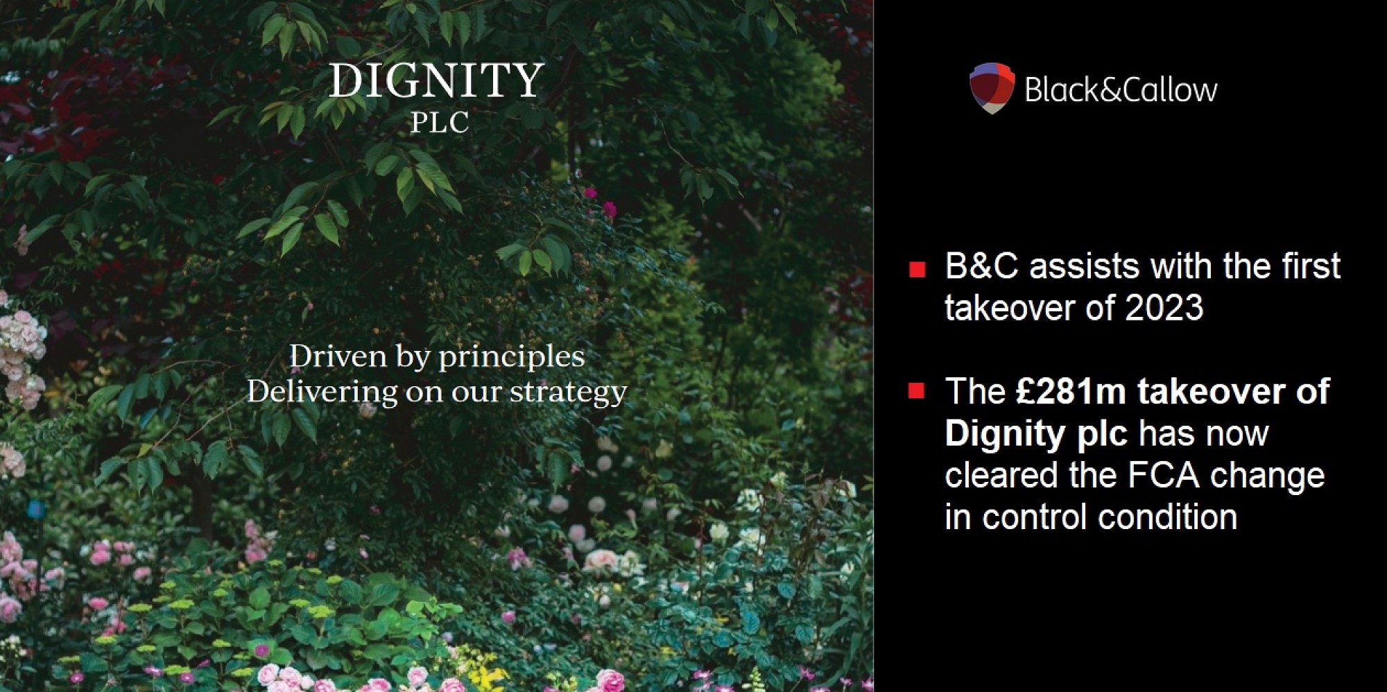 B&C helps with the first takeover of 2023: the £281m offer for Dignity plc