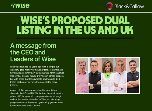 Helping Wise plc with its Dual Listing of Shares on Nasdaq and the London Stock Exchange