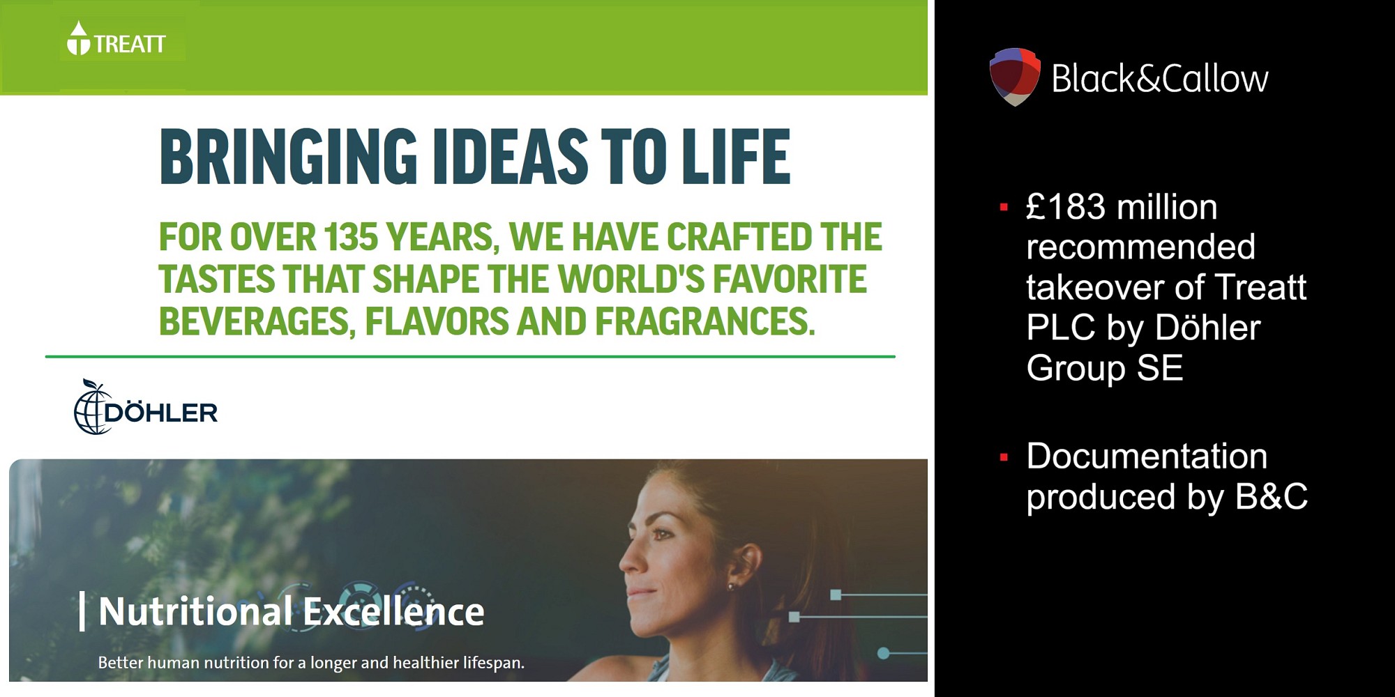 A tasty treat: helping Treatt's £183m recommended takeover by Döhler