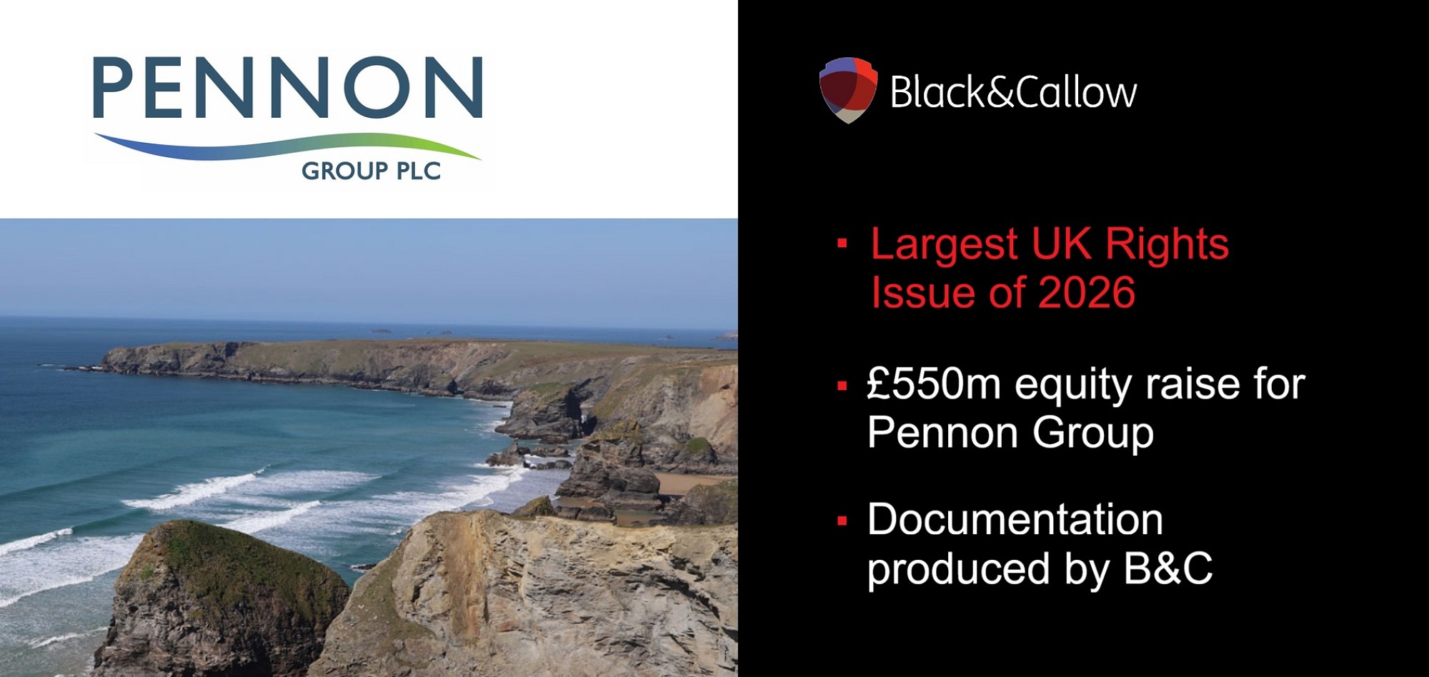 B&C helps the largest Rights Issue of 2026 - £550m for Pennon Group